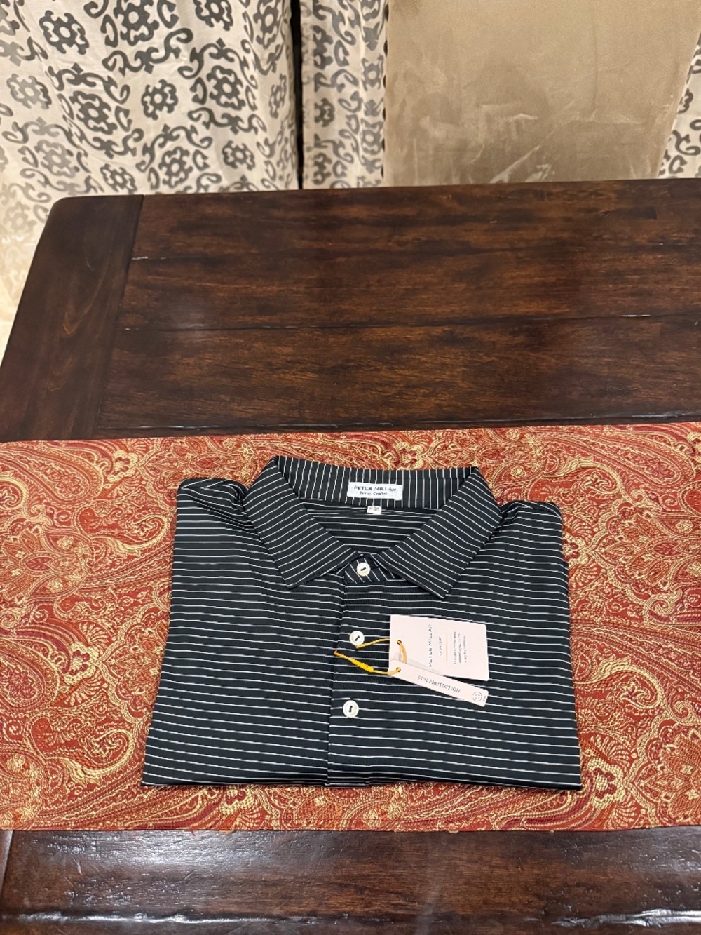 Peter Millar Men's XXL Black Striped Performance Jersey Polo MSRP $140